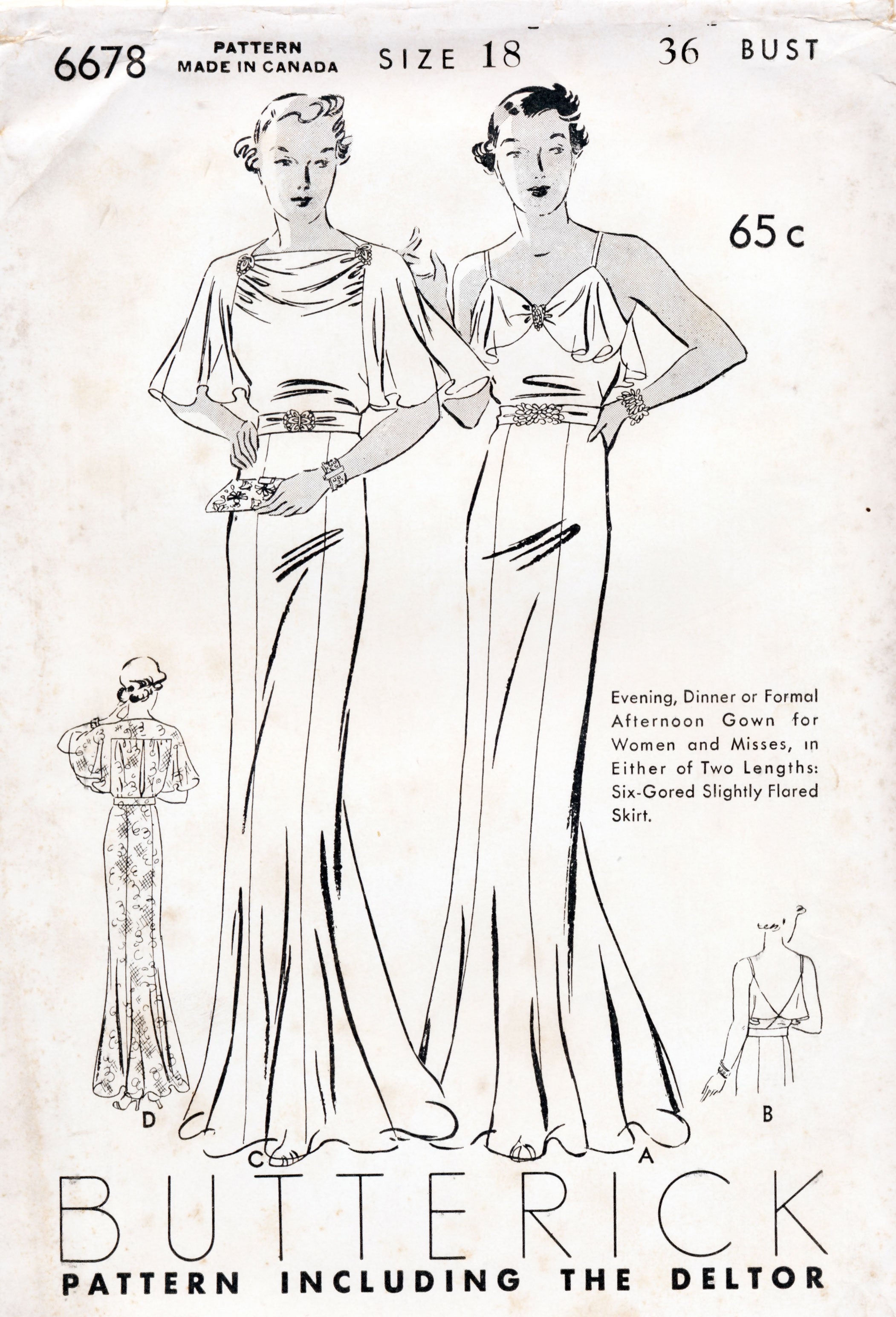 Butterick 1930s Afternoon Dress BUTTERICK 4397 Evening Dress Sewing Pattern, 1930s Style, Size 12 Butterick 1930s Afternoon Dress BUTTERICK 4397 Evening Dress Sewing Pattern, 1930s Style, Size 12