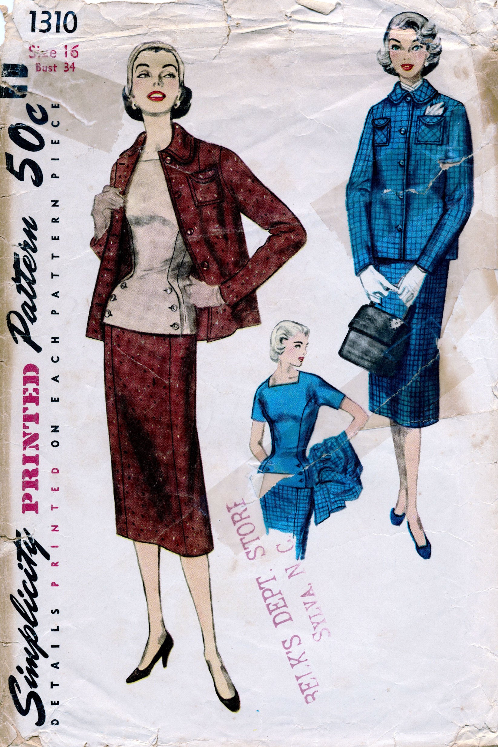 1960's Simplicity Suit Pattern with Straight Skirt, Overblouse and Box –  Backroom Finds